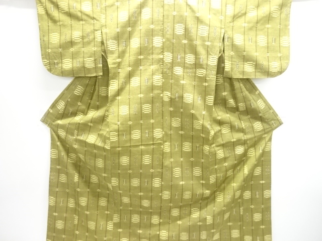 JAPANESE KIMONO / ANTIQUE STRIPED KIMONO / KASURI PATTERN WOVEN THE FA